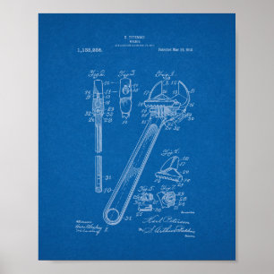 Wrench Patent - blåkopia Poster