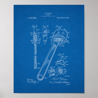 Wrench Patent - blåkopia Poster