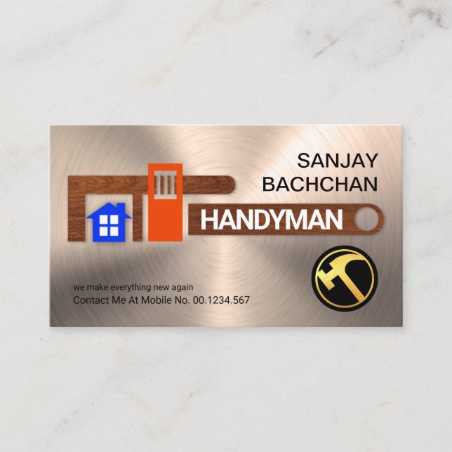 Wrench-reparation av trä Lagrar Pipe Visitkort (Framsida)