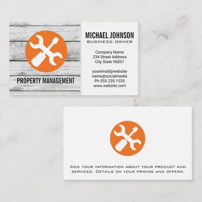 Wrench Screwdriver | Trä Visitkort (Fram/baksida)