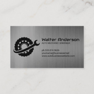 Wrenches Däck Logotyp Metallisk bakgrund Visitkort
