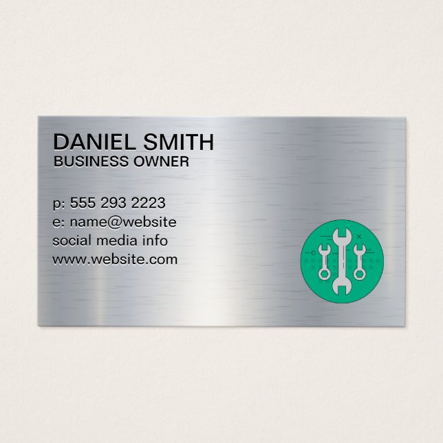 Wrenches | Metallisk industrimetall Visitkort (Framsidan)