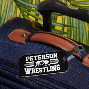Wrestler ADD NAMN School Idrottsman Wrestling Team Bagagebricka