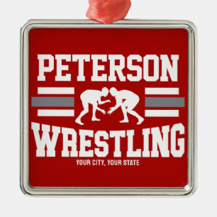 Wrestler ADD NAMN School Idrottsman Wrestling Team Julgransprydnad Metall