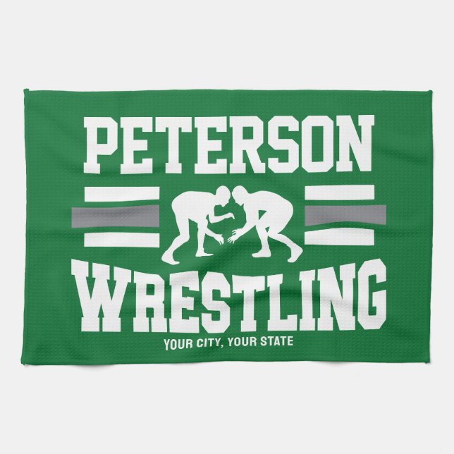 Wrestler ADD NAMN School Idrottsman Wrestling Team Kökshandduk (Horisontell)