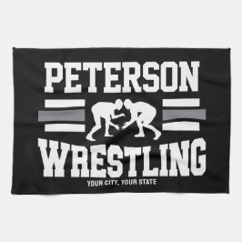 Wrestler ADD NAMN School Idrottsman Wrestling Team Kökshandduk
