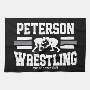 Wrestler ADD NAMN School Idrottsman Wrestling Team Kökshandduk