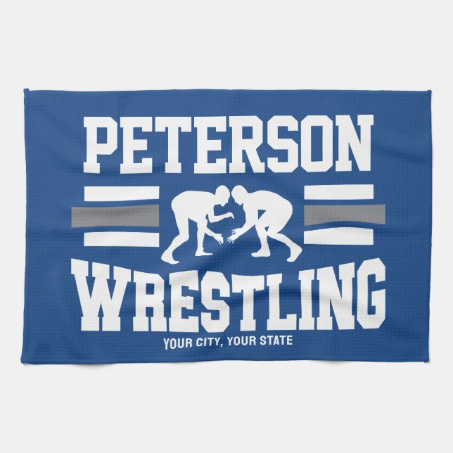 Wrestler ADD NAMN School Idrottsman Wrestling Team Kökshandduk (Horisontell)