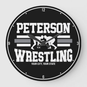 Wrestler ADD NAMN School Idrottsman Wrestling Team Stor Klocka