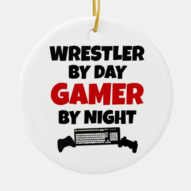 Wrestler Gamer Julgransprydnad Keramik (Framsidan)