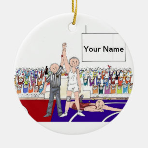Wrestler - hane julgransprydnad keramik