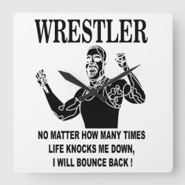 Wrestler Inspirational Wrestling Fyrkantig Klocka