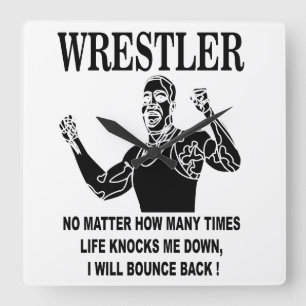 Wrestler Inspirational Wrestling Fyrkantig Klocka