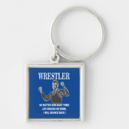 Wrestler Inspirational Wrestling Fyrkantig Silverfärgad Nyckelring