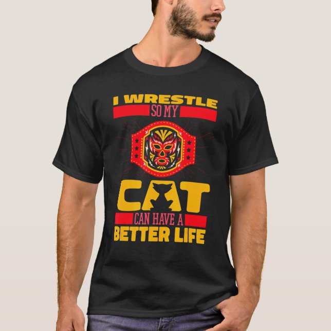 Wrestler Katt  Wrestla Brottning T Shirt (Framsida)