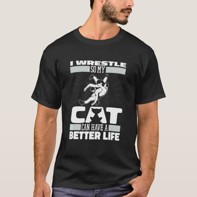 Wrestler Katt   Wrestle Brottning T Shirt (Framsida)
