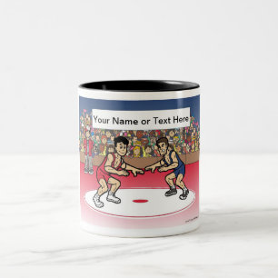Wrestler - Male Tecknad by PrintedPerfection.com Två-Tonad Mugg