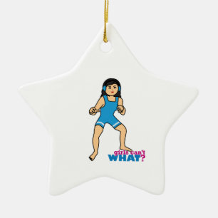 Wrestler - medel julgransprydnad keramik