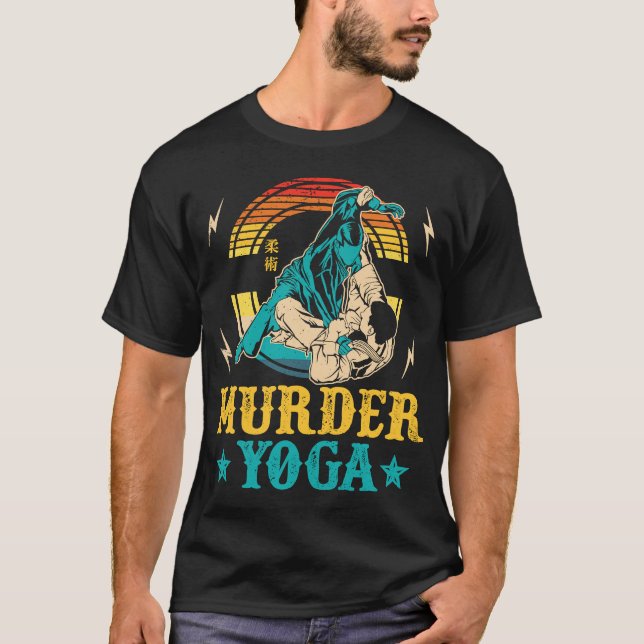 Wrestler Murder Yoga Retro Wrestling Brazilian Jiu T Shirt (Framsida)