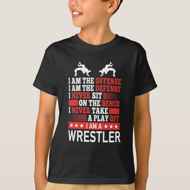 Wrestler Offensiv Defensiv Professionell T Shirt (Framsida)