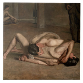 Wrestlers (av Thomas Eakins) Kakelplatta