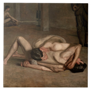 Wrestlers (av Thomas Eakins) Kakelplatta