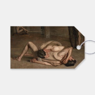 Wrestlers (av Thomas Eakins) Presentetikett