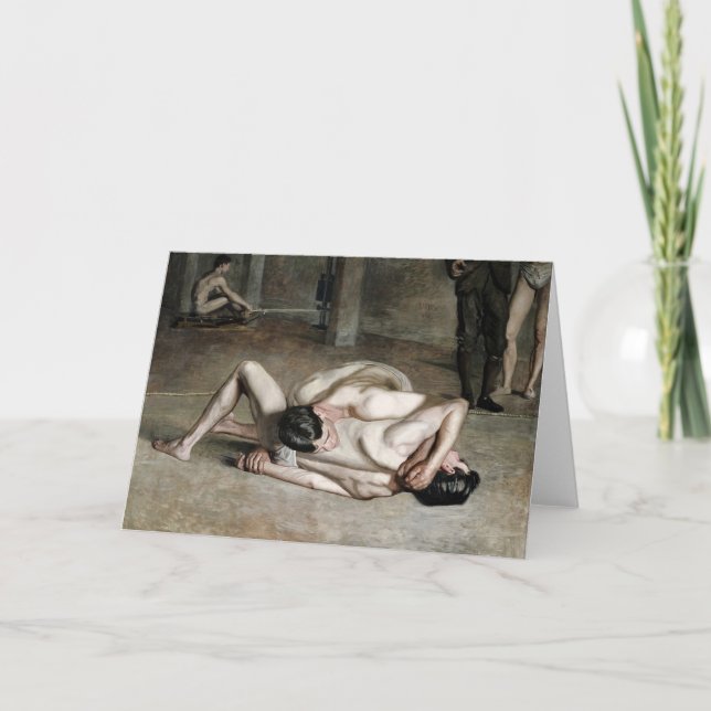 Wrestlers Fine Art Greetings Card Kort (Framsida)