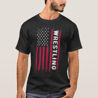Wrestling American USA flagga Funny Wrestle Manar  T Shirt