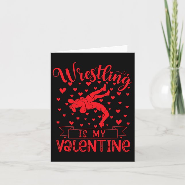 Wrestling är min valentine röda hjärtans dag kort (Framsida)