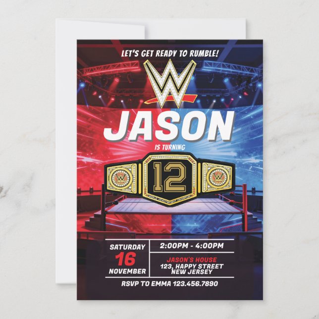 Wrestling Birthday Invitation Inbjudningar (Framsida)