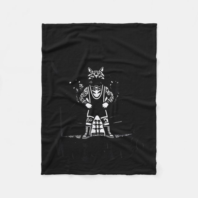 Wrestling Cat Funny Weekends Watching For Men Wome Fleecefilt (Framsidan)