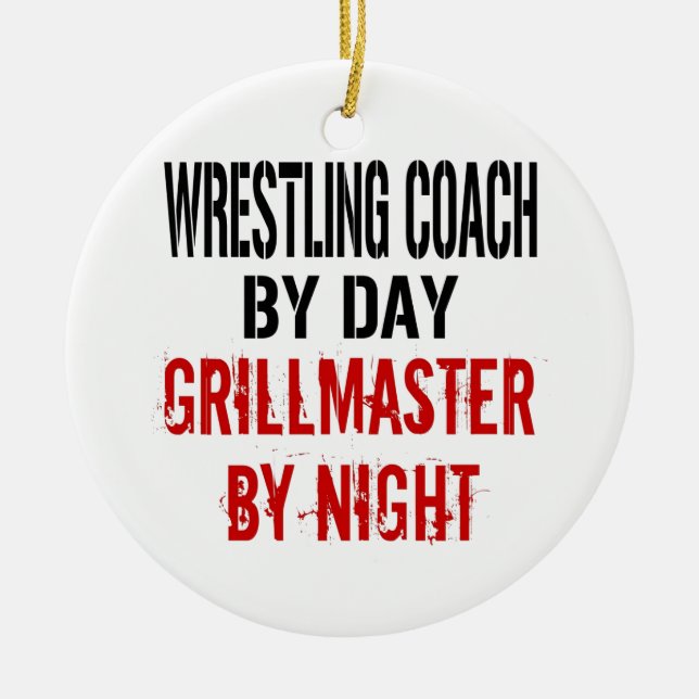 Wrestling Coach Grillmaster Julgransprydnad Keramik (Framsidan)