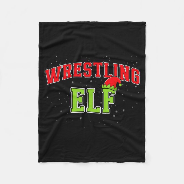 Wrestling Elf Christmas Family Matching Group Xmas Fleecefilt (Framsidan)