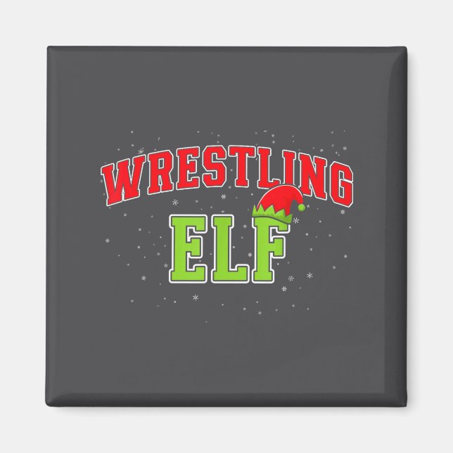 Wrestling Elf Christmas Family Matching Group Xmas Magnet (Framsidan)
