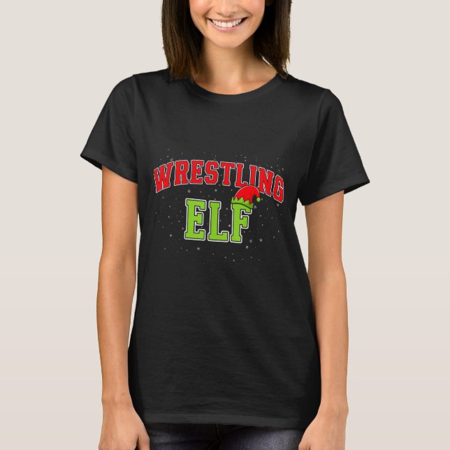 Wrestling Elf Christmas Family Matching Group Xmas T Shirt (Framsida)