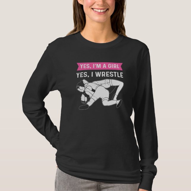 Wrestling Female Wrestler Girl Wrestling T Shirt (Framsida)