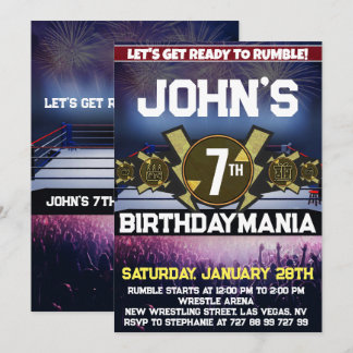 Wrestling Födelsedagsfest inbjudan Theme