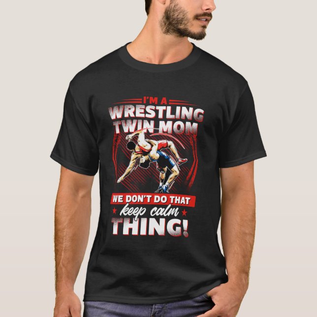 Wrestling Funny Best I'm A Wrestling Twin Mom Vint T Shirt (Framsida)