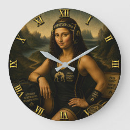Wrestling Funny Mona Lisa Stor Klocka