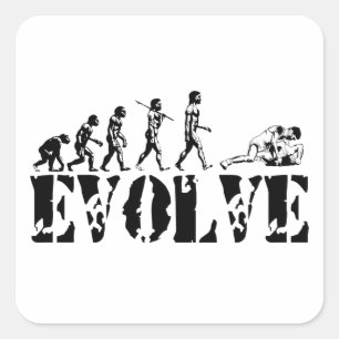 Wrestling Grappling Sports Evolution Art Fyrkantigt Klistermärke