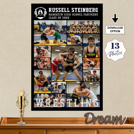 Wrestling High School Senior 13 Photo Collage Poster