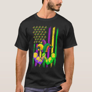 Wrestling Jester Hat Retro American Flagga Mardi G T Shirt