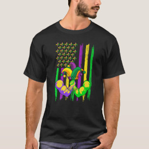 Wrestling Jester Hat Retro American Flagga Mardi G T Shirt