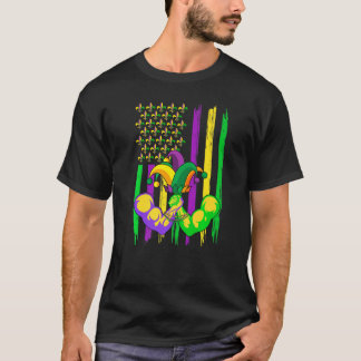 Wrestling Jester Hat Retro American Flagga Mardi G T Shirt