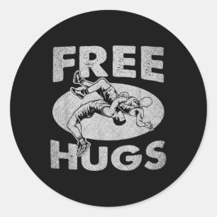 Wrestling - Lustigt, gratis Hugs Wrestling Runt Klistermärke
