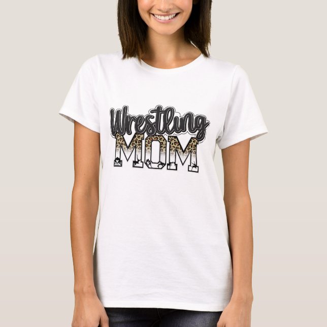 Wrestling Mamma Leopard Funny Wrestling Gifts for  T Shirt (Framsida)
