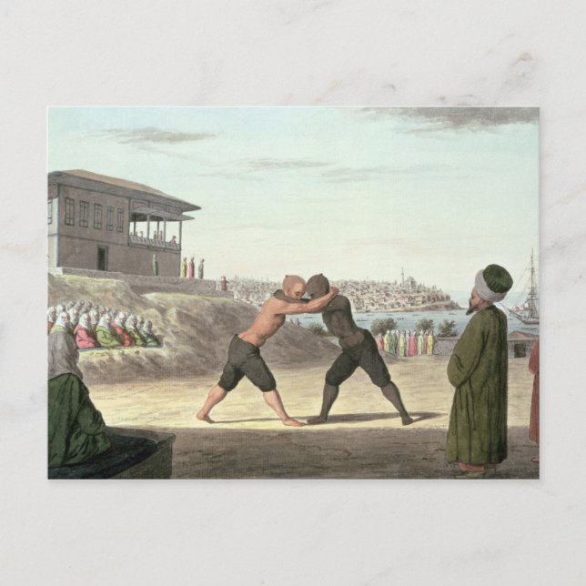 Wrestling Match, Konstantinopel (pappert) Vykort (Framsida)