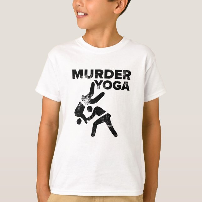 Wrestling Murder Yoga Funny Jiu Jitsu Gift T Shirt (Framsida)