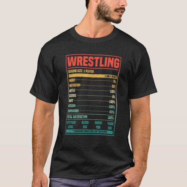 Wrestling Nutrition Facts Wrestler Fläkt Martial A T Shirt (Framsida)